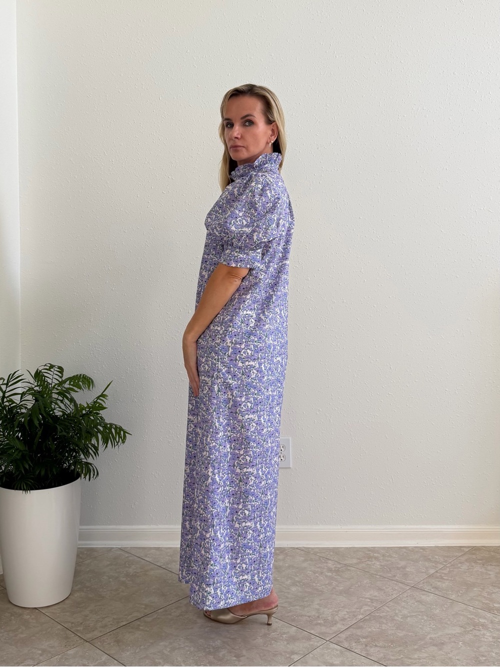 Hyacinth House Purple Poppies Louisa Maxi Dress M Cotton - Picture 2 of 14